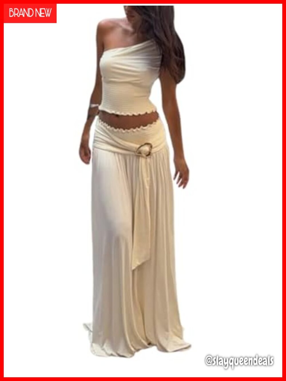 Two Piece Skirt Set One Shoulder Crop Top Maxi Skirt Vacation Outfit